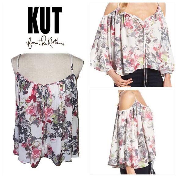 Kut from the Kloth Leonie Prairie Cold Shoulder Floral Top - Picture 1 of 11